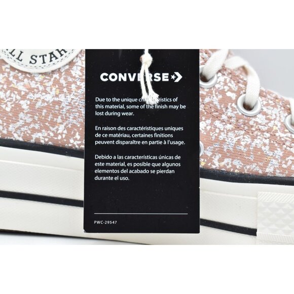 Converse Women 8.5 Chuck Taylor All Star Glitter Metallic Platform Sneakers - Picture 6 of 13